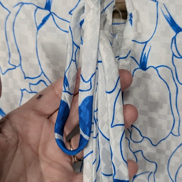 VINTAGE Lady Carol of New York Floral Blue and White Dress String Belt Size 16 - Picture 8 of 9